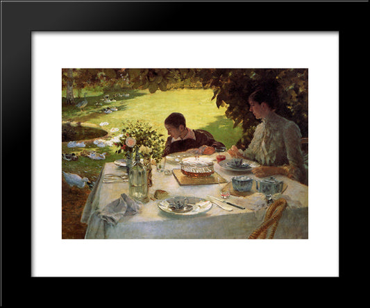 Breakfast In The Garden 20x24 Black Modern Wood Framed Art Print Poster by Nittis, Giuseppe de