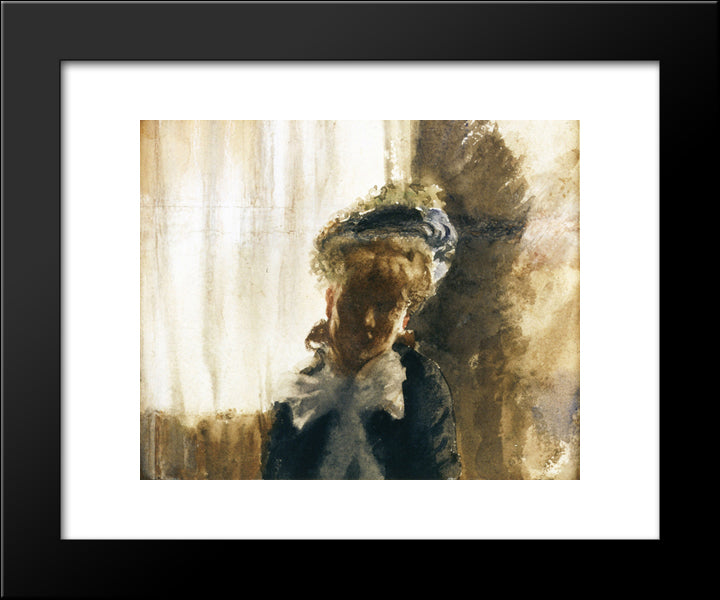 Face 20x24 Black Modern Wood Framed Art Print Poster by Nittis, Giuseppe de