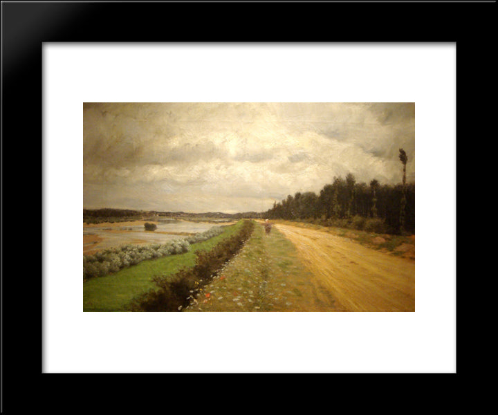 Lungo L'Ofanto 20x24 Black Modern Wood Framed Art Print Poster by Nittis, Giuseppe de