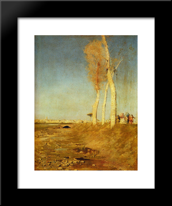 Poplars 20x24 Black Modern Wood Framed Art Print Poster by Nittis, Giuseppe de