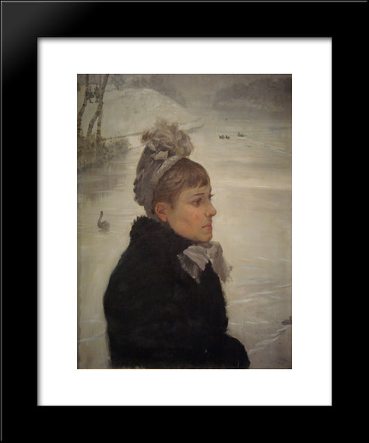Presso Al Lago 20x24 Black Modern Wood Framed Art Print Poster by Nittis, Giuseppe de
