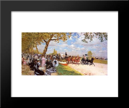 Return From The Races 20x24 Black Modern Wood Framed Art Print Poster by Nittis, Giuseppe de