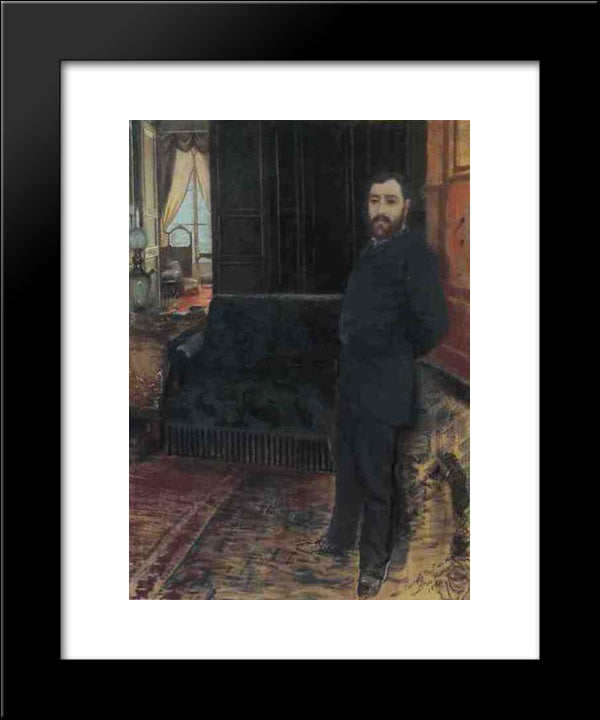Self Portrait 20x24 Black Modern Wood Framed Art Print Poster by Nittis, Giuseppe de