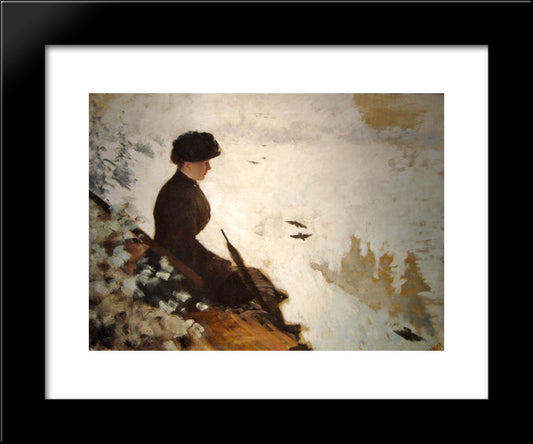 Snow Effect 20x24 Black Modern Wood Framed Art Print Poster by Nittis, Giuseppe de