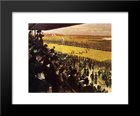 The Races At Longchamps From The Grandstand 20x24 Black Modern Wood Framed Art Print Poster by Nittis, Giuseppe de
