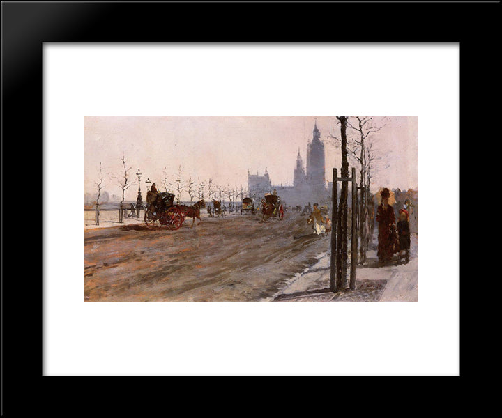 The Victoria Embankment, London 20x24 Black Modern Wood Framed Art Print Poster by Nittis, Giuseppe de