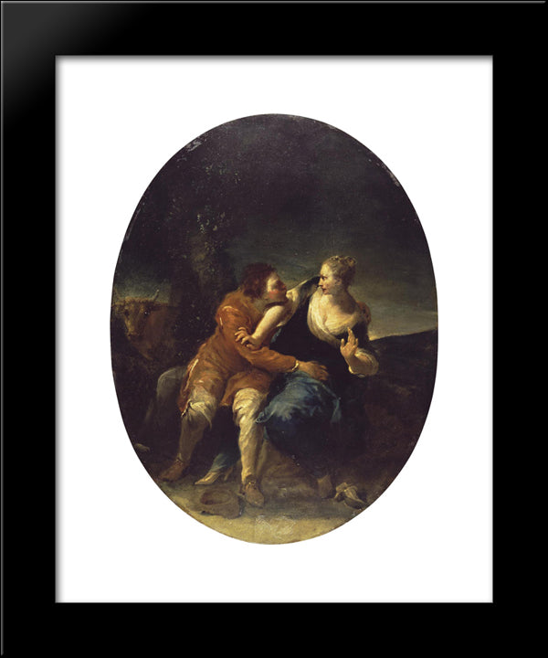 A Persistent Cavalier (Genre Scene) 20x24 Black Modern Wood Framed Art Print Poster by Crespi, Giuseppe Maria