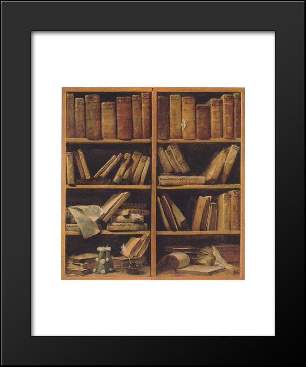 Book Shelf With Music Writings 20x24 Black Modern Wood Framed Art Print Poster by Crespi, Giuseppe Maria