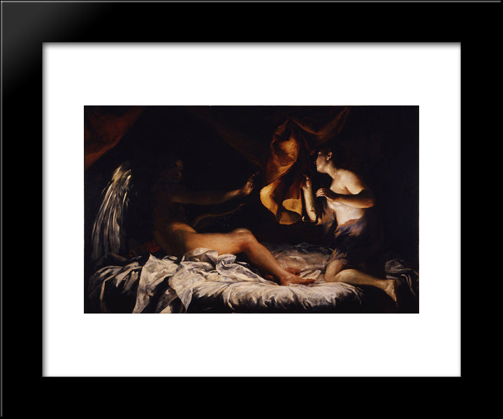 Cupid And Psyche 20x24 Black Modern Wood Framed Art Print Poster by Crespi, Giuseppe Maria