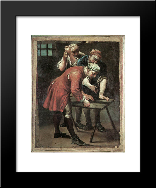 Dice Players 20x24 Black Modern Wood Framed Art Print Poster by Crespi, Giuseppe Maria
