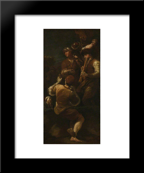 Musicians 20x24 Black Modern Wood Framed Art Print Poster by Crespi, Giuseppe Maria