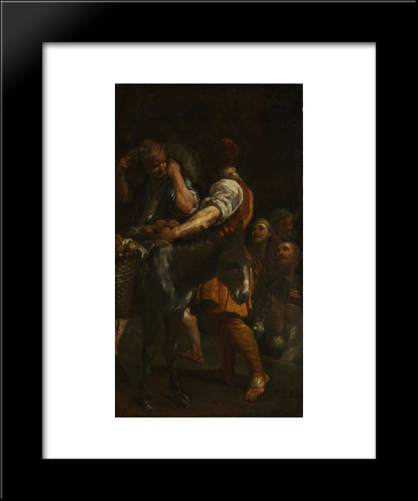 Peasants With Donkeys 20x24 Black Modern Wood Framed Art Print Poster by Crespi, Giuseppe Maria