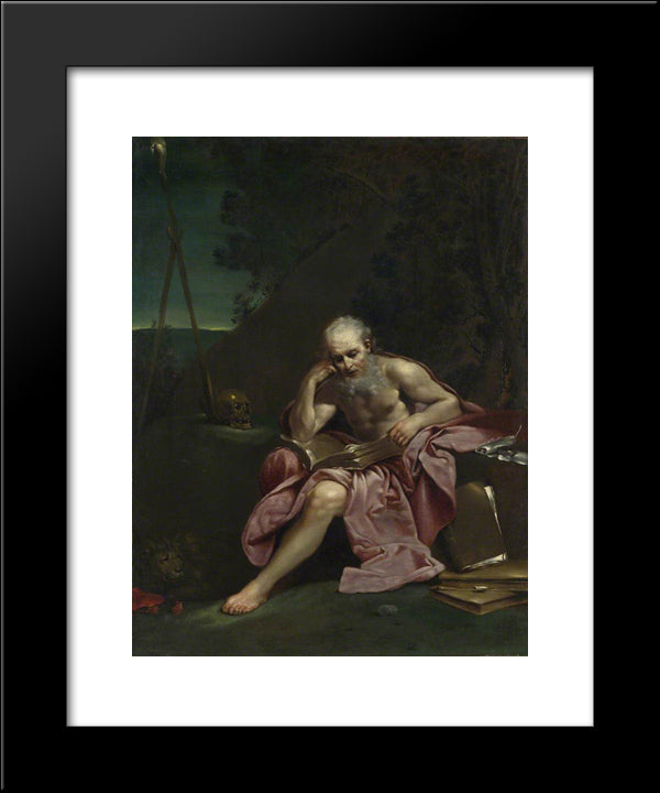 Saint Jerome In The Desert 20x24 Black Modern Wood Framed Art Print Poster by Crespi, Giuseppe Maria