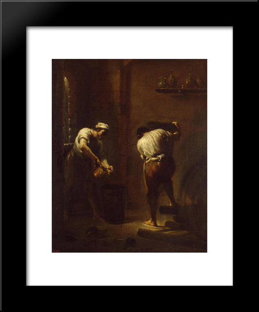 Scene In A Cellar 20x24 Black Modern Wood Framed Art Print Poster by Crespi, Giuseppe Maria