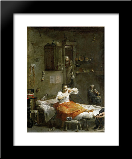 Searching For Fleas 20x24 Black Modern Wood Framed Art Print Poster by Crespi, Giuseppe Maria