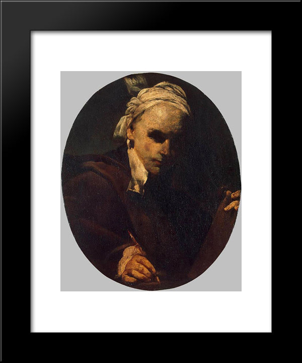 Self-Portrait 20x24 Black Modern Wood Framed Art Print Poster by Crespi, Giuseppe Maria