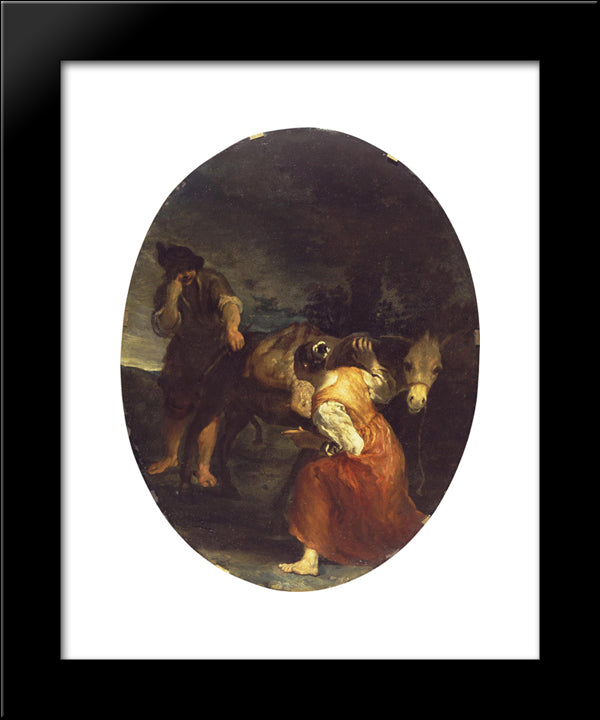 Shepherd And Shepherdess (Genre Scene) 20x24 Black Modern Wood Framed Art Print Poster by Crespi, Giuseppe Maria