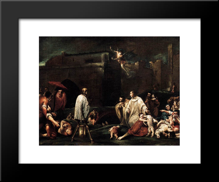 The Blessed Bernardo Tolomeo'S Intercession For The End Of The Plague In Siena 20x24 Black Modern Wood Framed Art Print Poster by Crespi, Giuseppe Maria