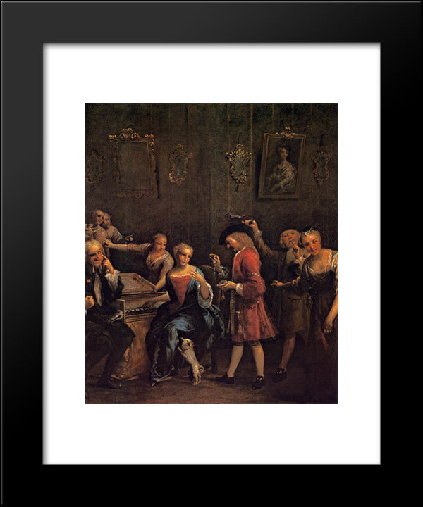 The Courted Singer 20x24 Black Modern Wood Framed Art Print Poster by Crespi, Giuseppe Maria