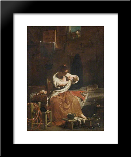 The Flea 20x24 Black Modern Wood Framed Art Print Poster by Crespi, Giuseppe Maria