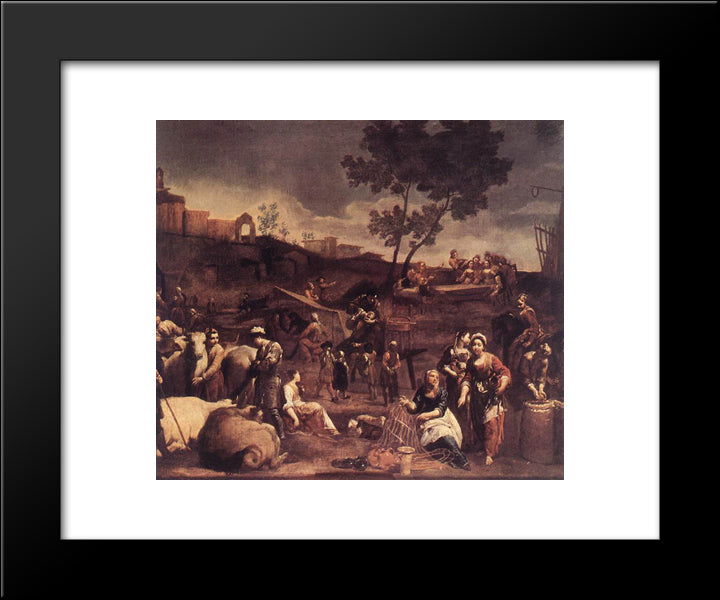 Village Fair 20x24 Black Modern Wood Framed Art Print Poster by Crespi, Giuseppe Maria