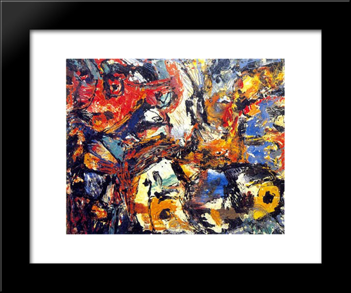 Untitled 20x24 Black Modern Wood Framed Art Print Poster by Pinot Gallizio, Giuseppe