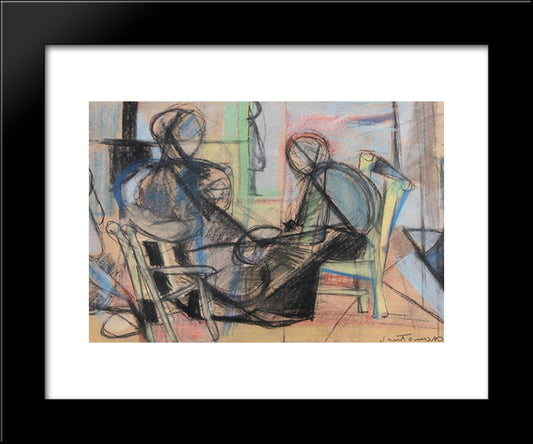 Figure In Un Interno 20x24 Black Modern Wood Framed Art Print Poster by Santomaso, Giuseppe