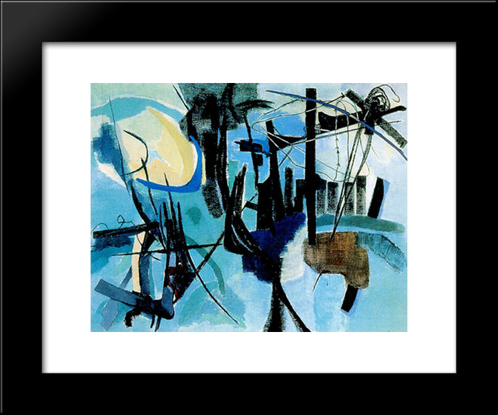 Ricordo Verde 20x24 Black Modern Wood Framed Art Print Poster by Santomaso, Giuseppe