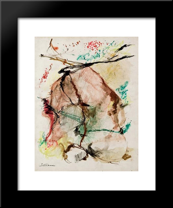 Untitled 20x24 Black Modern Wood Framed Art Print Poster by Santomaso, Giuseppe