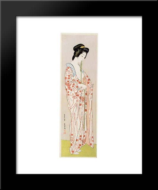 Beauty In Long Undergarment 20x24 Black Modern Wood Framed Art Print Poster by Hashiguchi, Goyo