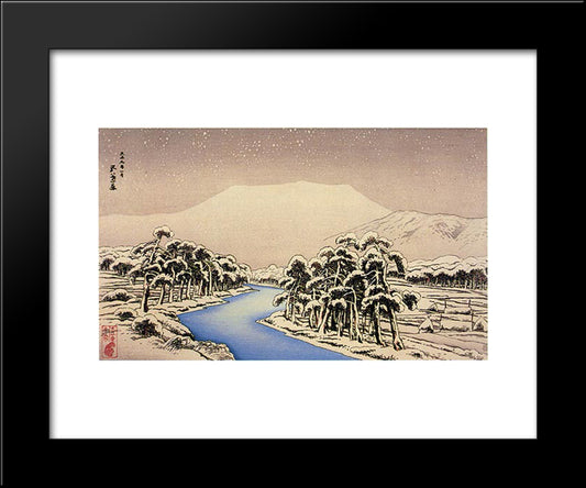 Mt. Ibuki In Snow 20x24 Black Modern Wood Framed Art Print Poster by Hashiguchi, Goyo