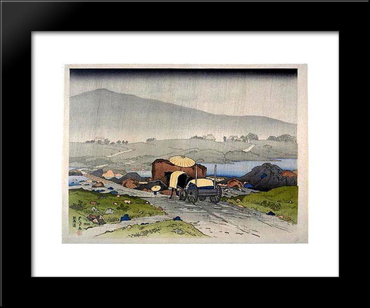 Rain At Yabakei 20x24 Black Modern Wood Framed Art Print Poster by Hashiguchi, Goyo