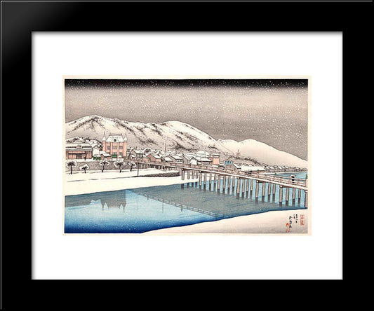 Sanjo Bridge, Kyoto 20x24 Black Modern Wood Framed Art Print Poster by Hashiguchi, Goyo