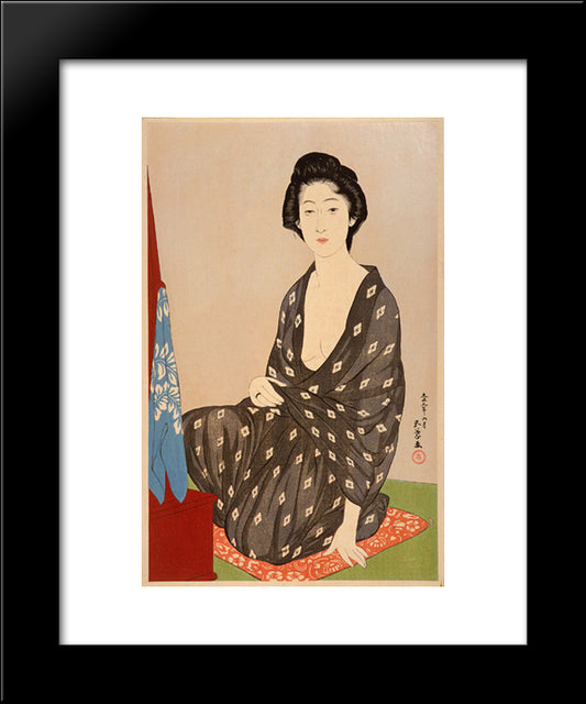 Woman In Summer Garment 20x24 Black Modern Wood Framed Art Print Poster by Hashiguchi, Goyo
