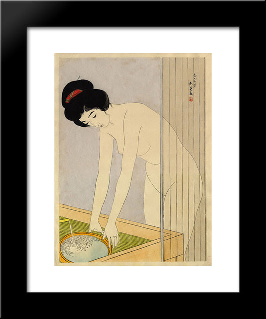 Woman Washing Her Face 20x24 Black Modern Wood Framed Art Print Poster by Hashiguchi, Goyo