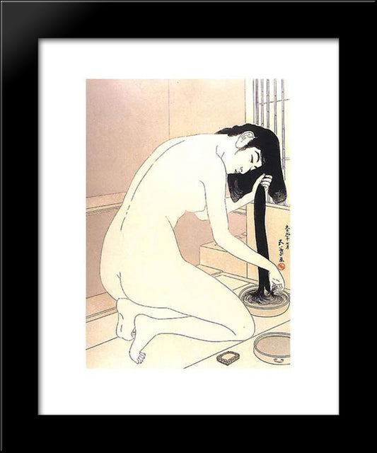Woman Washing Her Hair 20x24 Black Modern Wood Framed Art Print Poster by Hashiguchi, Goyo