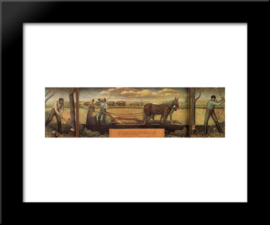 A Short Break From Pasture Work 20x24 Black Modern Wood Framed Art Print Poster by Wood, Grant