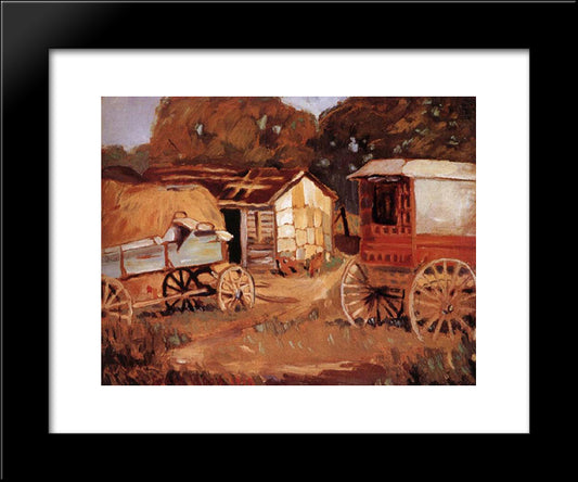 Carriage Business 20x24 Black Modern Wood Framed Art Print Poster by Wood, Grant