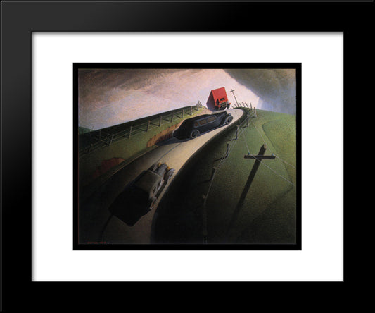 Death On The Ridge Road 20x24 Black Modern Wood Framed Art Print Poster by Wood, Grant