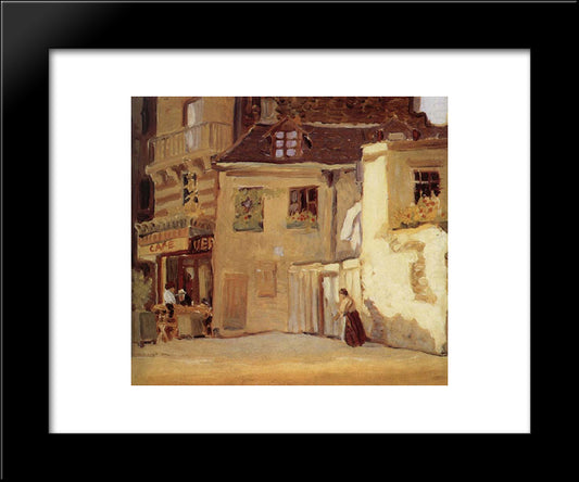 The Cafe Of Paris Corner 20x24 Black Modern Wood Framed Art Print Poster by Wood, Grant