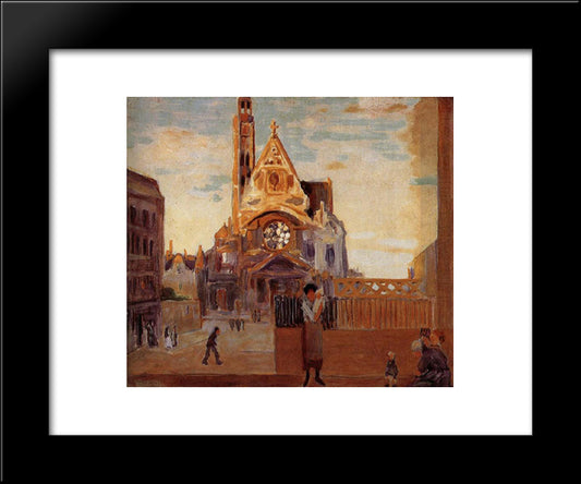 The Church Of Paris 20x24 Black Modern Wood Framed Art Print Poster by Wood, Grant