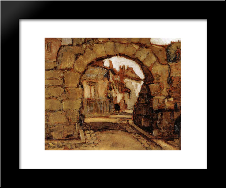 The Gate Within The City Walls 20x24 Black Modern Wood Framed Art Print Poster by Wood, Grant