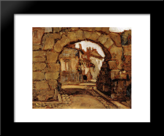 The Gate Within The City Walls 20x24 Black Modern Wood Framed Art Print Poster by Wood, Grant