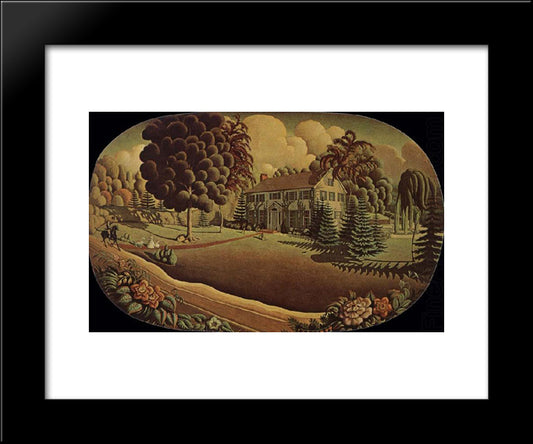 The Painting, On The Fireplace 20x24 Black Modern Wood Framed Art Print Poster by Wood, Grant