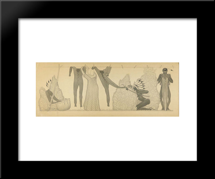 Untitled, From Suite Savage Iowa (Clothesline) 20x24 Black Modern Wood Framed Art Print Poster by Wood, Grant