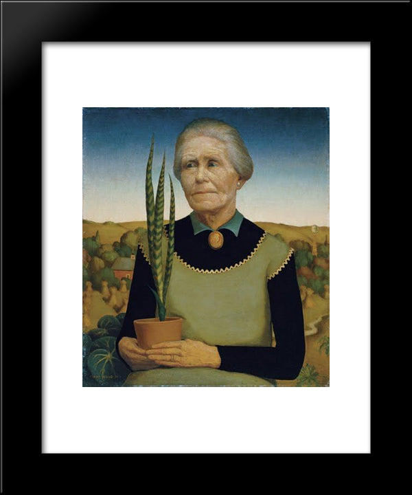 Woman With Plants 20x24 Black Modern Wood Framed Art Print Poster by Wood, Grant