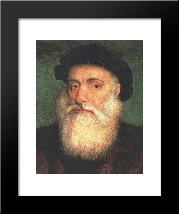 Portrait Of Vasco Da Gama 20x24 Black Modern Wood Framed Art Print Poster by Lopes, Gregorio