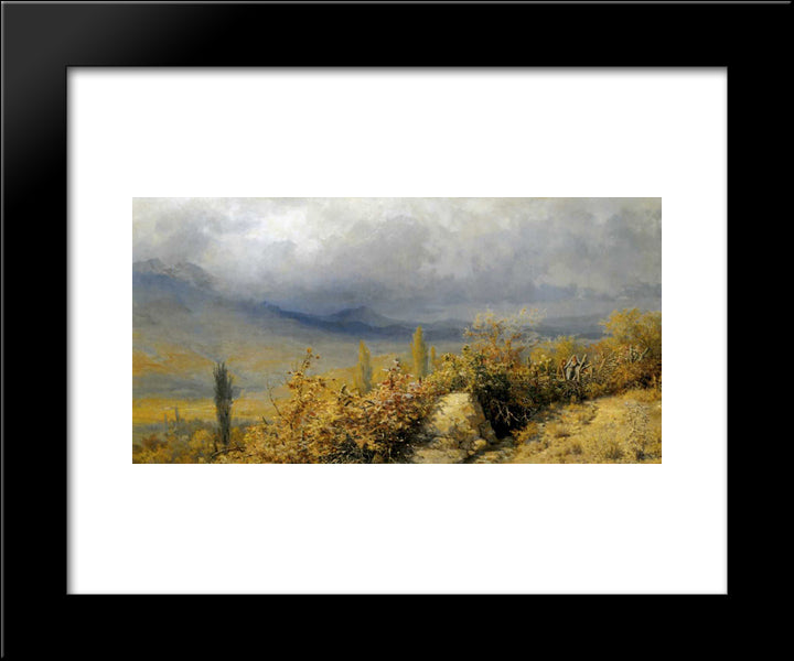 Autumn Landscape In Crimea 20x24 Black Modern Wood Framed Art Print Poster by Myasoyedov, Grigoriy