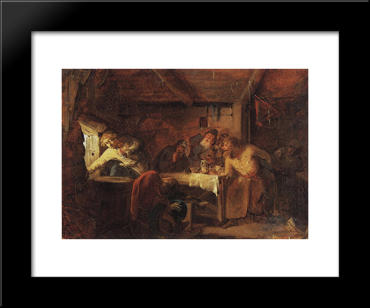 Escape Of Grigory Otrepyev From Inn On The Lithuanian Border 20x24 Black Modern Wood Framed Art Print Poster by Myasoyedov, Grigoriy
