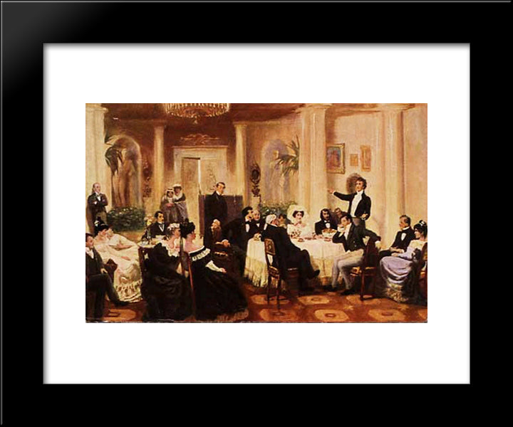 In The Salon Of Zenaida Volkonskaya 20x24 Black Modern Wood Framed Art Print Poster by Myasoyedov, Grigoriy